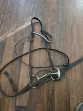  English bridle Dropped Head Band 5 Inch D  Snaffle @ Reins No Noseband