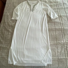 Quacker Factory Womens Terrycloth Robe Dress XL White Mumu Embellished Beach