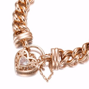 Authentic 18ct Heavy Rose Gold Plated 12mm Euro Curb Chain Bracelet with a Filigree Loc...