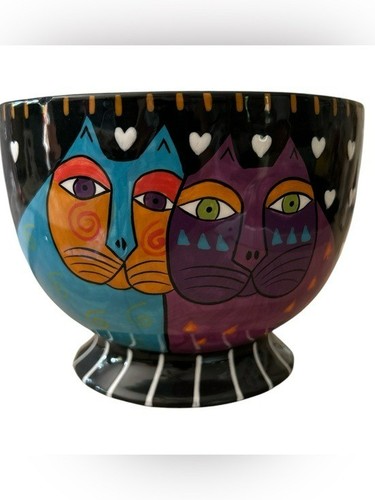 Laurel Burch Bella Casa by Ganz Ceramic Footed Ceramic Colorful Bowl with Cats