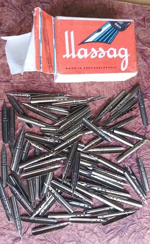ITLOT VTG MASSAG 100 Pcs NIBS 520/9 Original BOX CZECHOSLOVAKIA CALLIGRAPHY