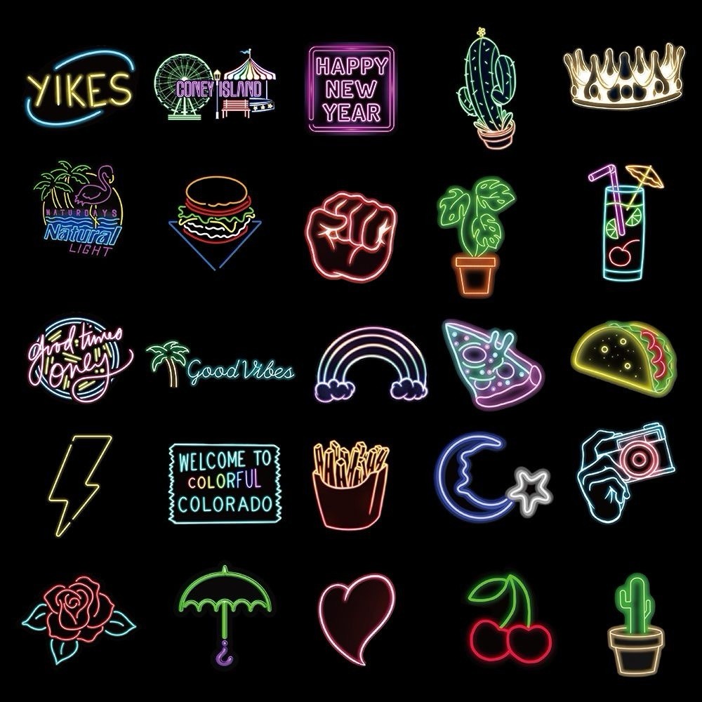 30Pcs Random Cool Neon Waterproof Vinyl Stickers for Kids Adults Teens
