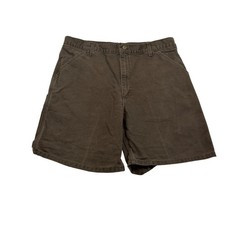 Carhartt Mens Brown Canvas Carpenter Utility Shorts Hammer Loop 35 Waist