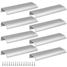 8 PCS 5.9in Silver Back Mount Finger Edge Pull Aluminum Hidden Tab Handles