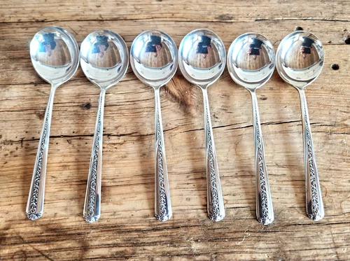 Towle Rambler Rose Sterling Silver 6-Piece Soup Spoon Set 228g Collectible 6.25"