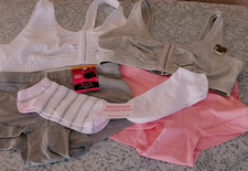 2 FRUIT OF THE LOOM FRONT CLOSE SPORTS BRAS  BOOTY SHORTS  SOCKS 36/S