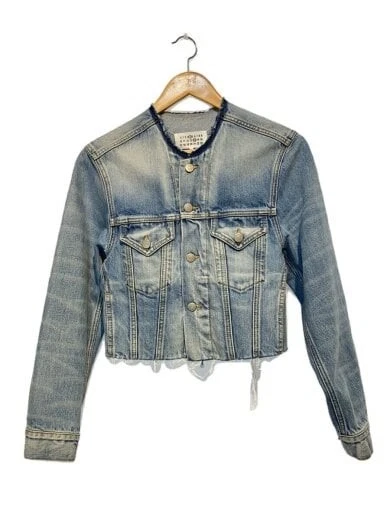 Maison Margiela Giacca denim senza colletto cropped 38 Cotone IDG SI1AM0008