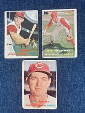 1957 Topps Baseball Lot of (3), Cincinnati Reds; Card 128,222,233 Lower Grade