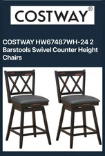 Costway Set of 2 Barstools Swivel Counter Height Chairs