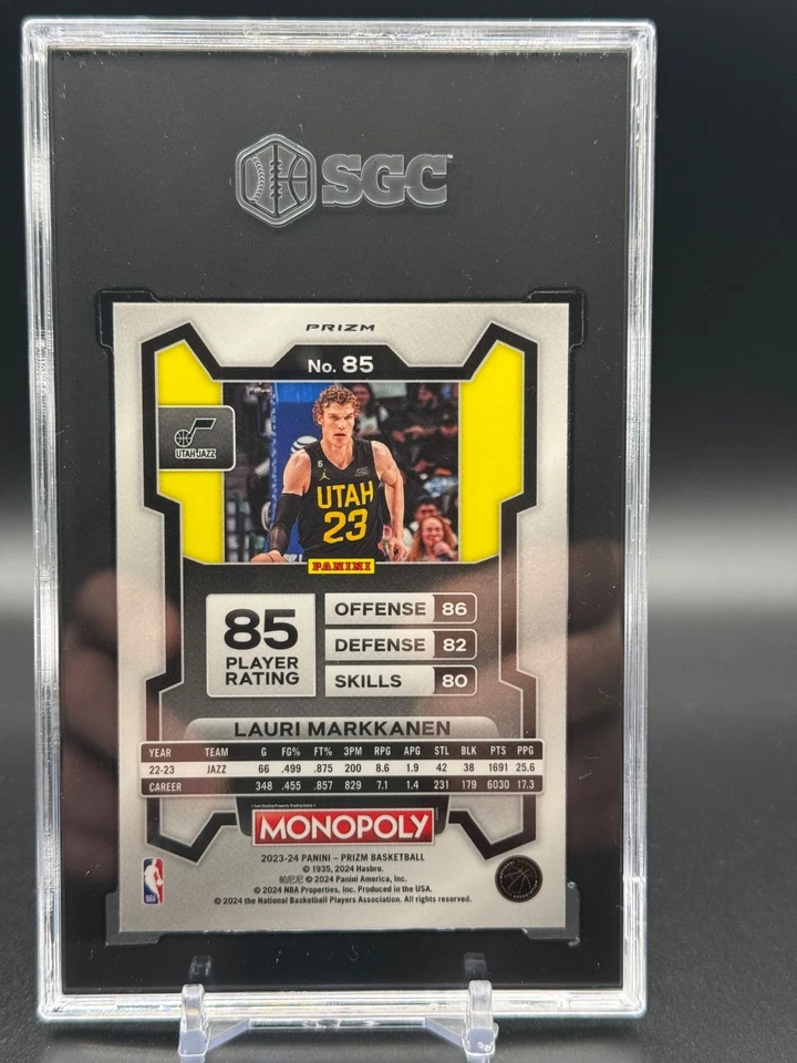 2023-24 Prizm Monopoly - Lauri Markkanen #85 Purple Wave Prizm SGC 10 Pop 1 - Image 2 of 2