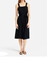 EVERLANE The Black Japanese 60 Weave Picnic Midi button down w/ belt dress sz8