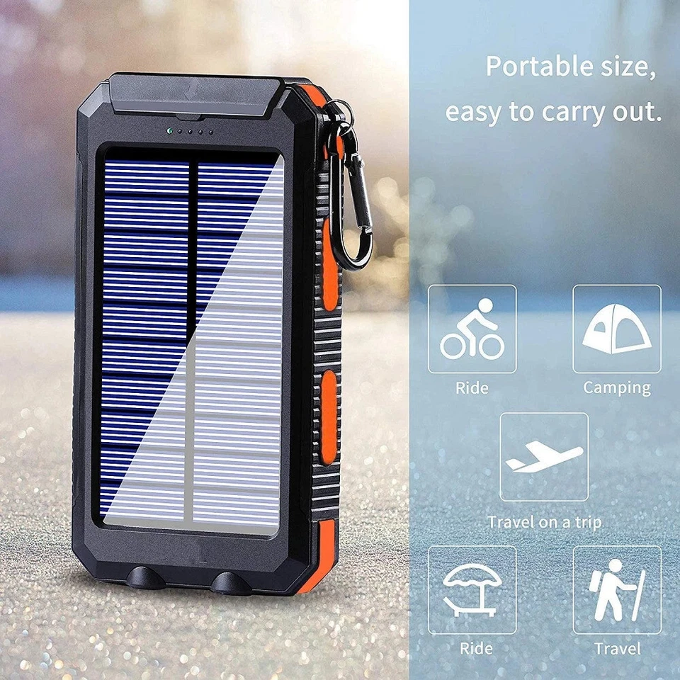 900000mAh Dual USB External Solar Power Bank LED Battery Charger for Cell Phone - Image 4 of 4