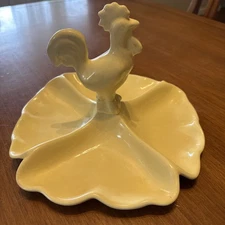 Vintage Hor Devour Deviled Egg Platter Yellow Rooster Dish READ Snack Tray 10"