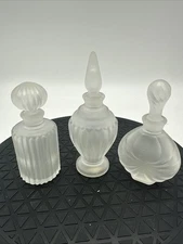 Lot Of 3 Vintage Handcrafted for Silvestri Frosted Crystal Perfume Bottles