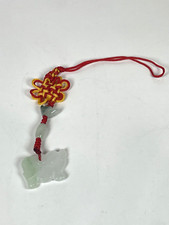 Hand Carved Natural Jade Chinese Zodiac Boar Pendant Knotted CellPhone Car Charm