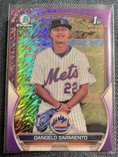 2023 Bowman Chrome Dangelo Sarmiento Purple Shimmer 1st Refractor Mets /250