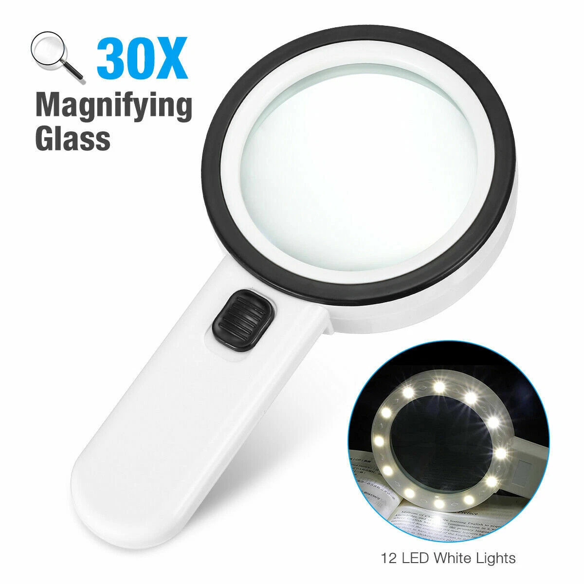 Magnifying Glass with Light 30X Lighted Magnifier for Reading