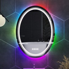 Anti-mist LED Illuminated Bathroom Mirror Barber with Backlit RGB 4 Touch Switch