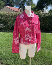 Mcm The Golden Jeans Pink Stars Button Front Casual Long Sleeve Jacket Sz 48