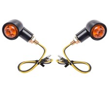 2x Kurze Blinker Schwarz Gelb LED f&uuml;r Motorrad Harley Chopper Classic Custom E24