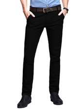 Mens Chino Trousers Slim Fit Stretch Casual Jeans westAce Cotton Designer Pants