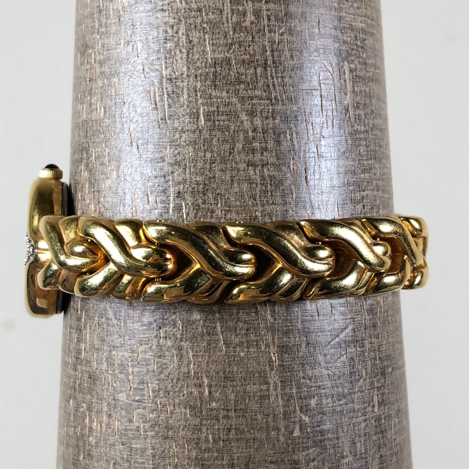 Vtg Seiko Women 4N00-1171 Diamonds Green Dial Gold Tone Quartz 20mm Watch 6 1/4" - Image 3 of 4