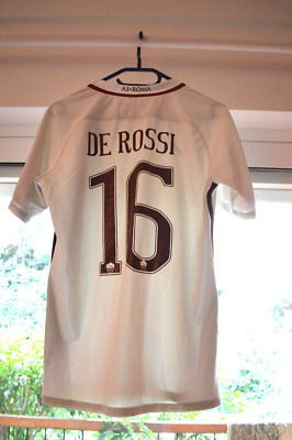 A.S. ROMA DE ROSSI 16 JERSEY AWAY WHITE T SHIRT AUTHENTIC NIKE