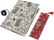 Hand Made unrulled Paper Notebook, Journal, Sketch Book with Procession Design