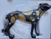 2 Er Set Gepard, Formano, Gold - Schwarz, Dekoration, 35X24 Cm, Neu/Ovp