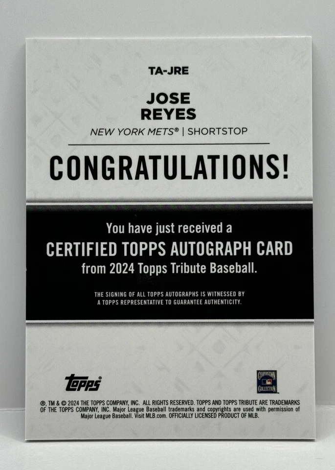 JOSE REYES Autographed 2024 Topps Tribute #TA-JRE - Image 2 of 2