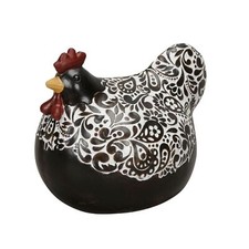 Gartenfigur Huhn Henne Dekofigur schwarz-weiss Höhe 13-15,5 cm Polyresin