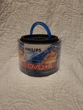 50 PHILIPS Blank 16X DVD R Plus R Logo Branded 4.7GB Disc Spindle with Handle