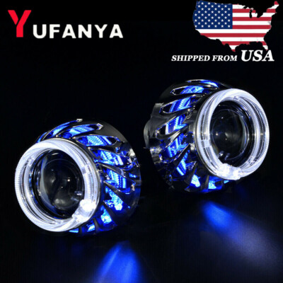 2.5'' H1 Mini Bi xenon Projector Lens LED Angel Eyes Headlight Retrofit H4 H7
