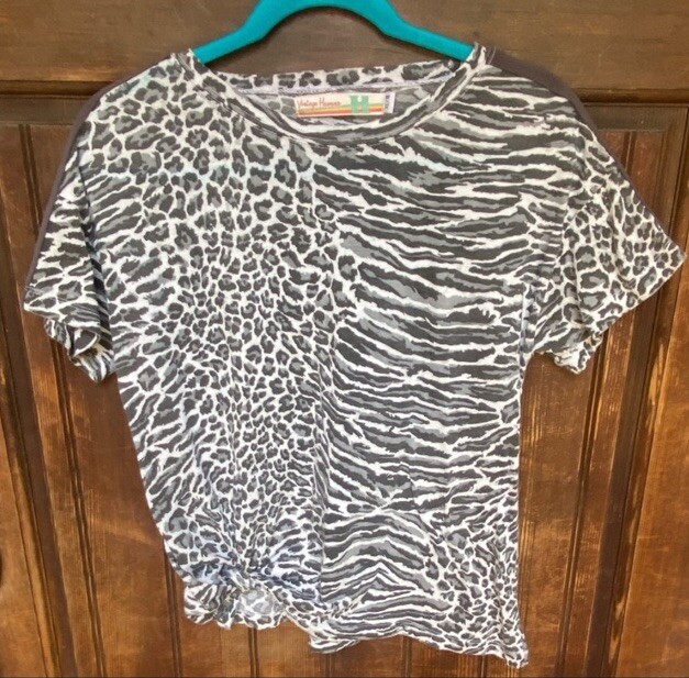 Vintage Havana Zebra & Pink Stripe Top, size XL(16)