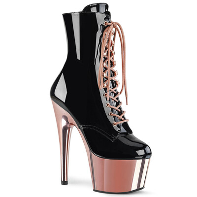 Pleaser Adore Stiefelette Schuhe Stiefel High Heels Pole Dance Schwarz Rose 1020