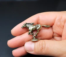 Mustang Horse Figurine Small Brass Collectible Miniature Sculpture