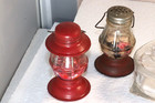 6 Glass/Tin Antique Candy Containers Lg Olympia Ship USA Avor .75 & 1 Oz — photo 2