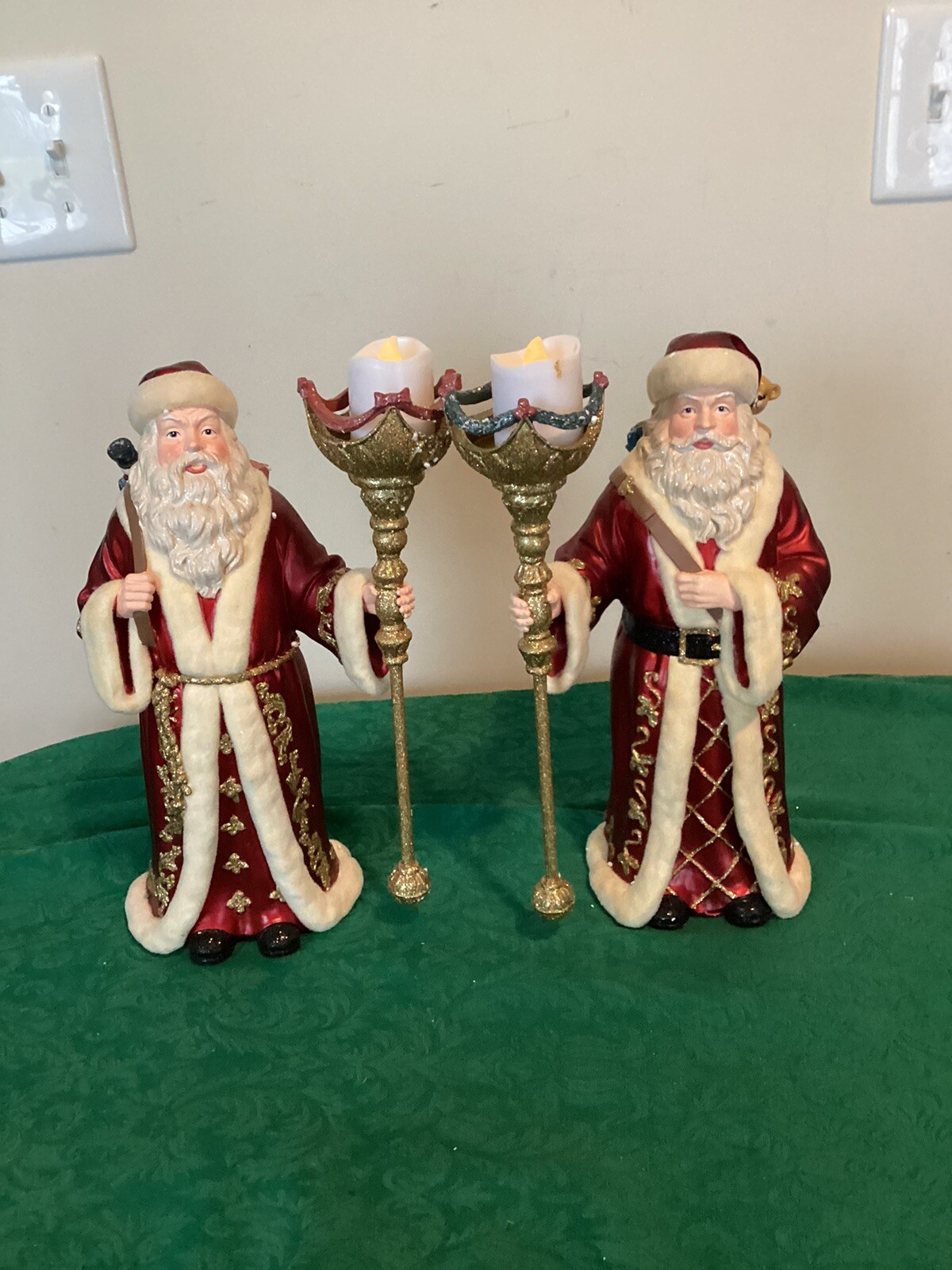 Pair Of Kirkland Signature Vintage Christmas Santa Candle Holders With