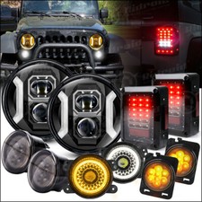 7 Led Halo Headlights Fog Turn Fender Lamp Tail Lights For Jeep Wrangler Jk Jku