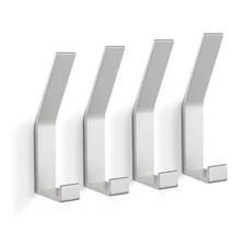 4 Pack Wall Hooks for Hanging Clothes Towel Keys Hats Black/Silver Finish