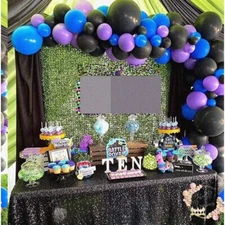 Game On Balloon Arch Kit - 100pcs Purple Blue Black Latex Balloons, 16ft Decorat