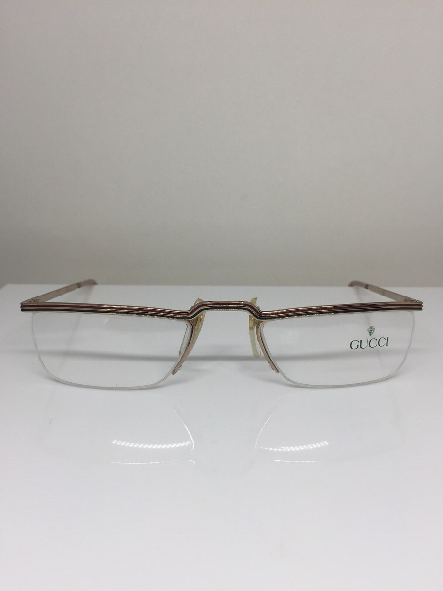 New Vintage Gucci GG 1207 Eyeglasses C. 36E Shiny Gold Eyeglasses