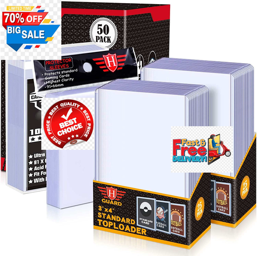 Hard Plastic Trading Card Sleeves For Baseball Cards Hard Plastic Toploader Card Holders - 50 Count, Clear, For Standard Baseball/Sports Cards Trading Card Plastic Sleeves Hard Plastic Trading Card Sleeves For Baseball Cards Hard Plastic Toploader Card Holders - 50 Count, Clear, For Standard Baseball/Sports Cards Trading Card Plastic Sleeves