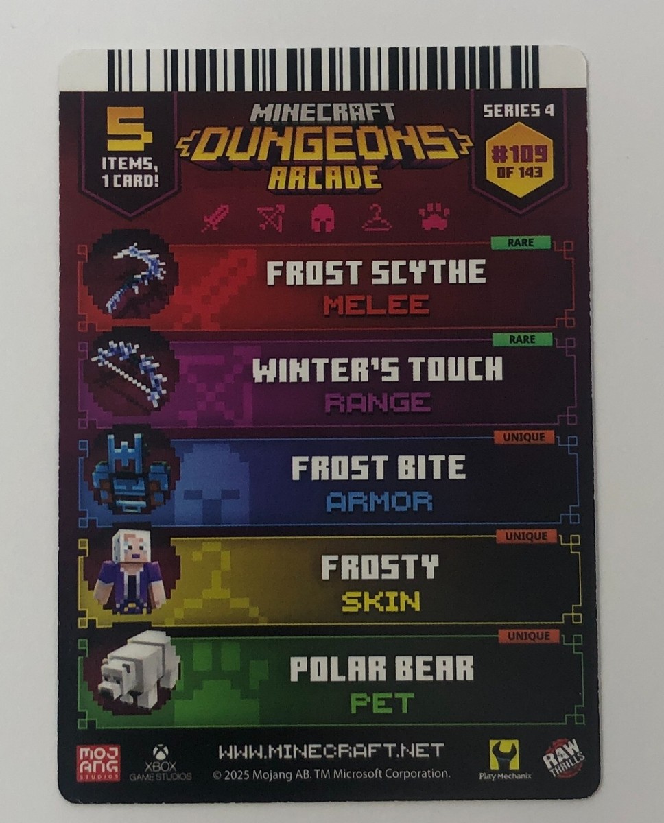 Minecraft Dungeons Arcade Series 4 (#109 Hero: Frosty) FOIL Card