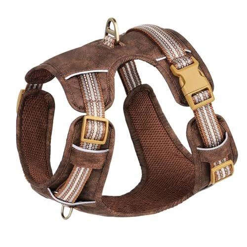 Dog Harness Medium Sized Dog,No Pull Pet M:Chest 26-33", Neck 19-27" Brown