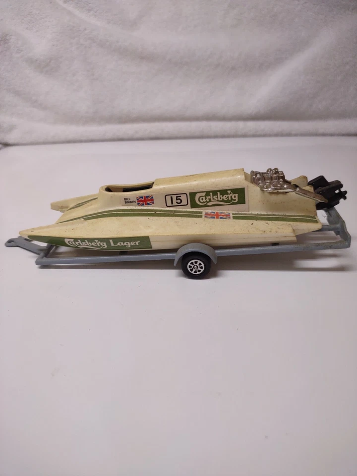 Corgi Carlsberg Lager Boat, Trailer, Car Set Bill Brown #15 White United Kingdom - Image 4 of 4