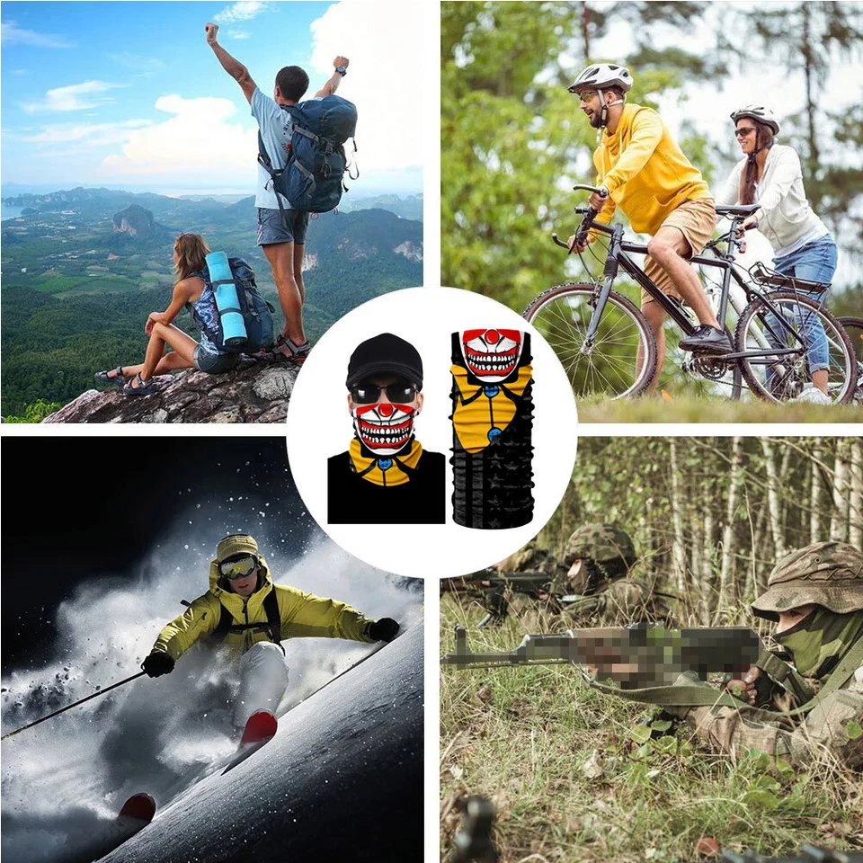 Skull Bandana Face Masks UV Sun Protection Face Cover Scarf Neck Gaiter Headwear - Image 2 of 4