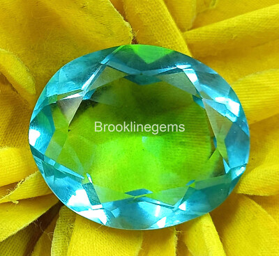 Lab-Created EGL 80 Ct Sky-Blue Topaz Transparent Oval Cut Loose Gemstone 4JUS