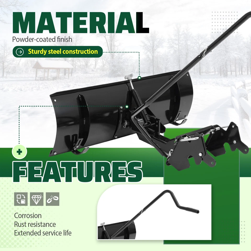 46" Snow Plow Blade Attachment Adjustable For Lawn Mower Tractors Cub Cadet MTD - Image 4 of 4