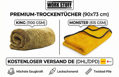 Work Stuff Trockentuch Monster 515gsm King 1100gsm Auto Handtuch 90x73cm Profi